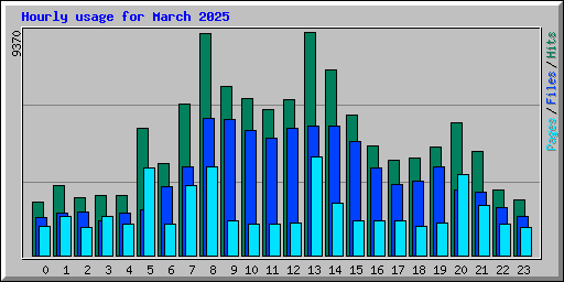 Hourly usage for March 2025
